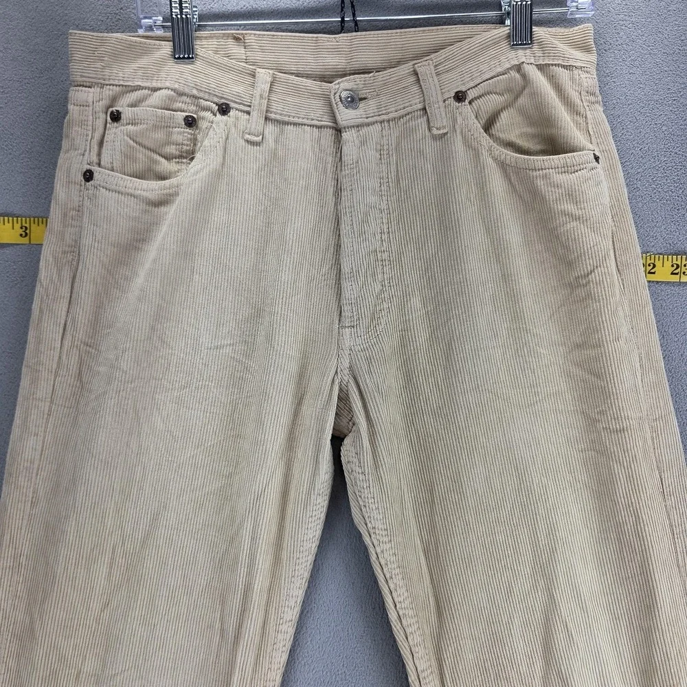 Vintage Levis 501 Jeans Mens Beige Corduroy Straight Button Fly USA Fits 30x34